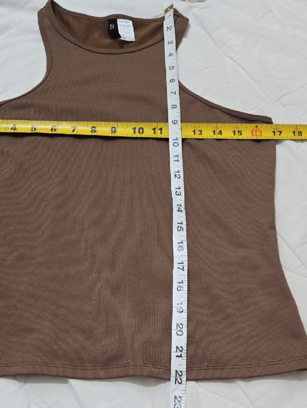 H&M Ribbed Racerback Tank Top Chocolate Brown Size L - Picture 3 of 8